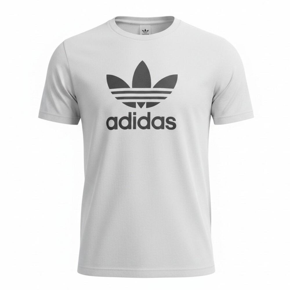 Adidas Essentials White Big Logo T-Shirt for Men Short Sleeve Round Neck Size M